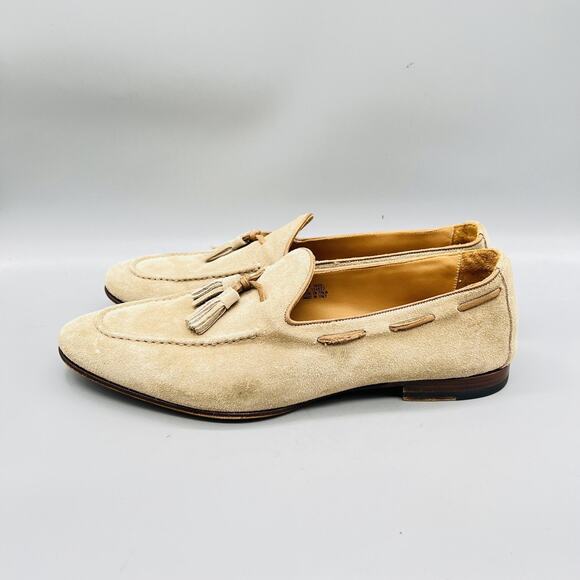 Suitsupply Shoes Mens 9 Beige Suede Slip On Tassel Loafers Dress Casual Classic main image 8